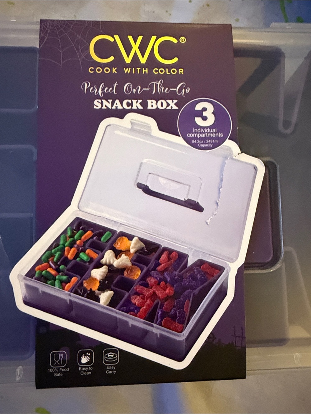 CWC Cook With Color 3-Compartment Snack Box - Purple - Picture 2 of 3